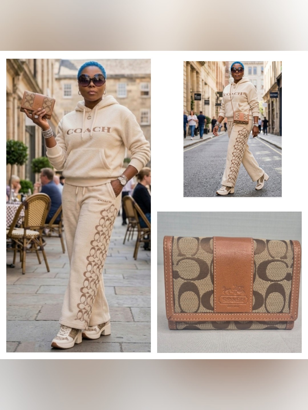 Coach Signature Canvas And Leather Crossbody Wallet In Tan Nwot